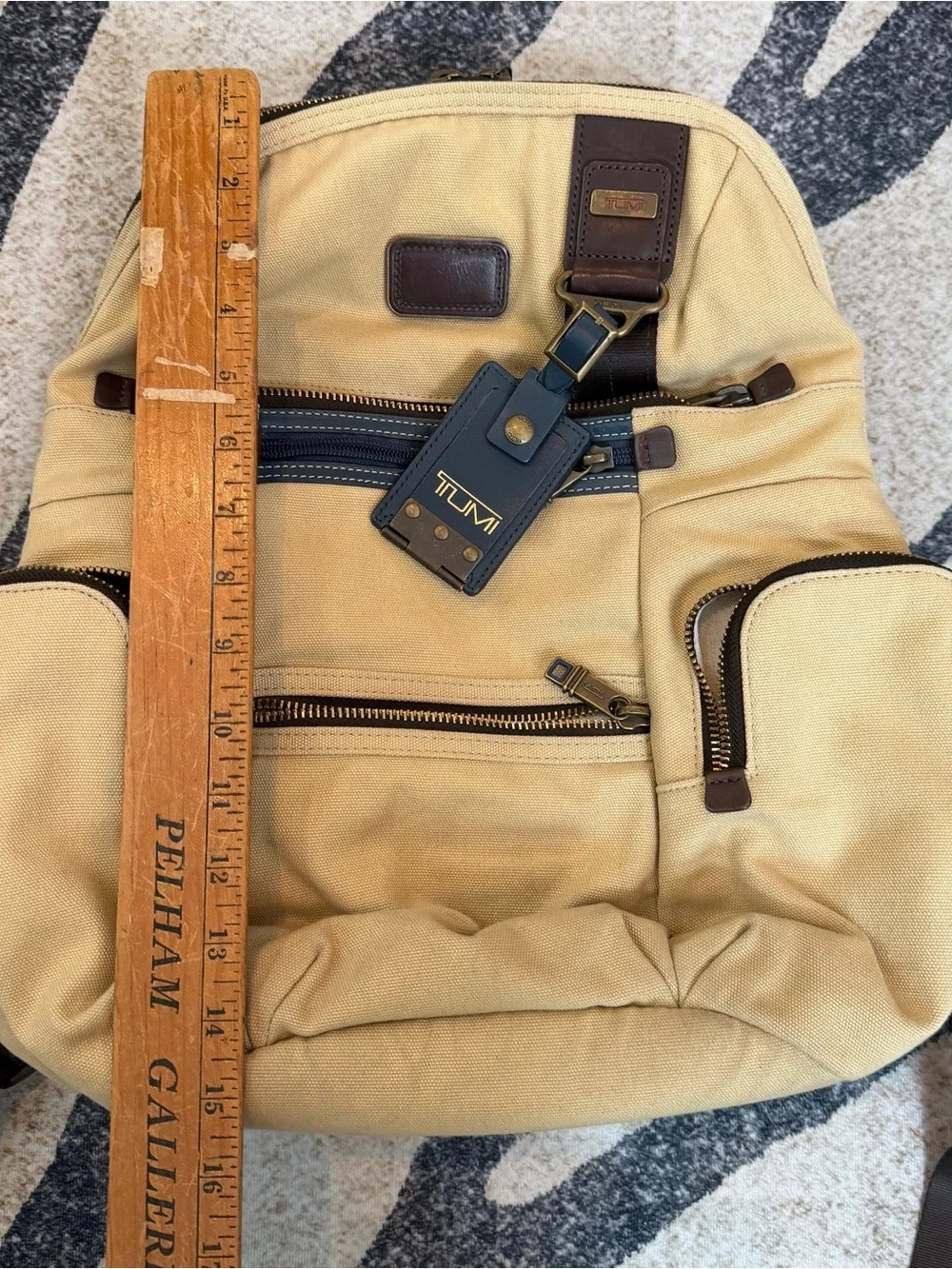 Tumi Alpha Bravo Knox Backpack Deluxe Khaki Canvas Leather